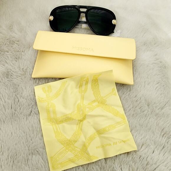 NEW Le Specs Missoma Jupiter Link Aviator Black Pearl Sunglasses - Picture 14 of 16